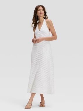 a new day White Eyelet Backless Halter Maxi Dress